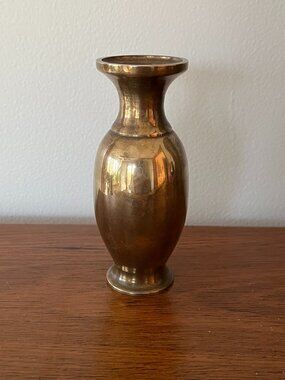 Vintage Solid Brass Bud Vase 4 Inch Small Gold Metal Flower Holder